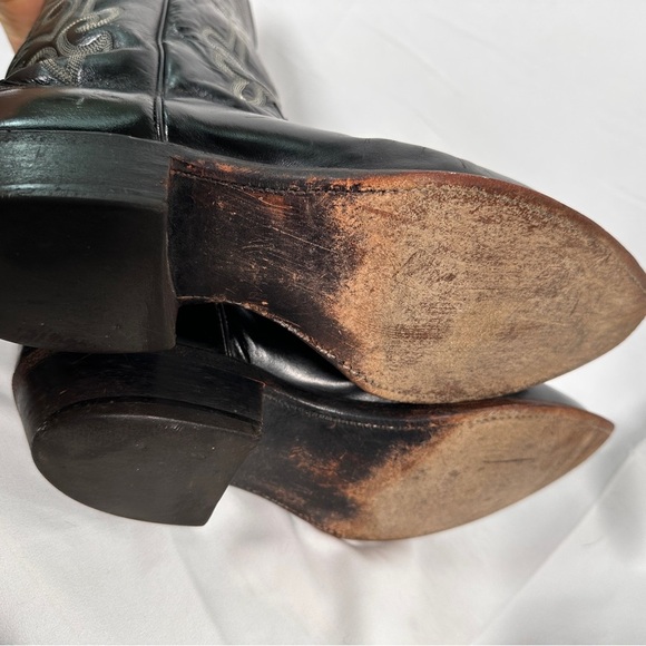Justin 1408 Black Leather Western Cowboy Boots — Men’s 10.5 D - Picture 3 of 10